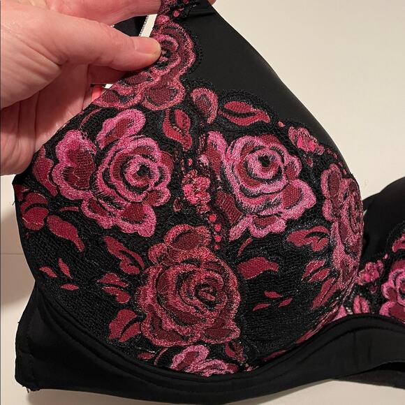 torrid Brand Dream Wire-Free Push-Up Bra Rose Lace Rich Black Women's 40DD - Picture 2 of 5